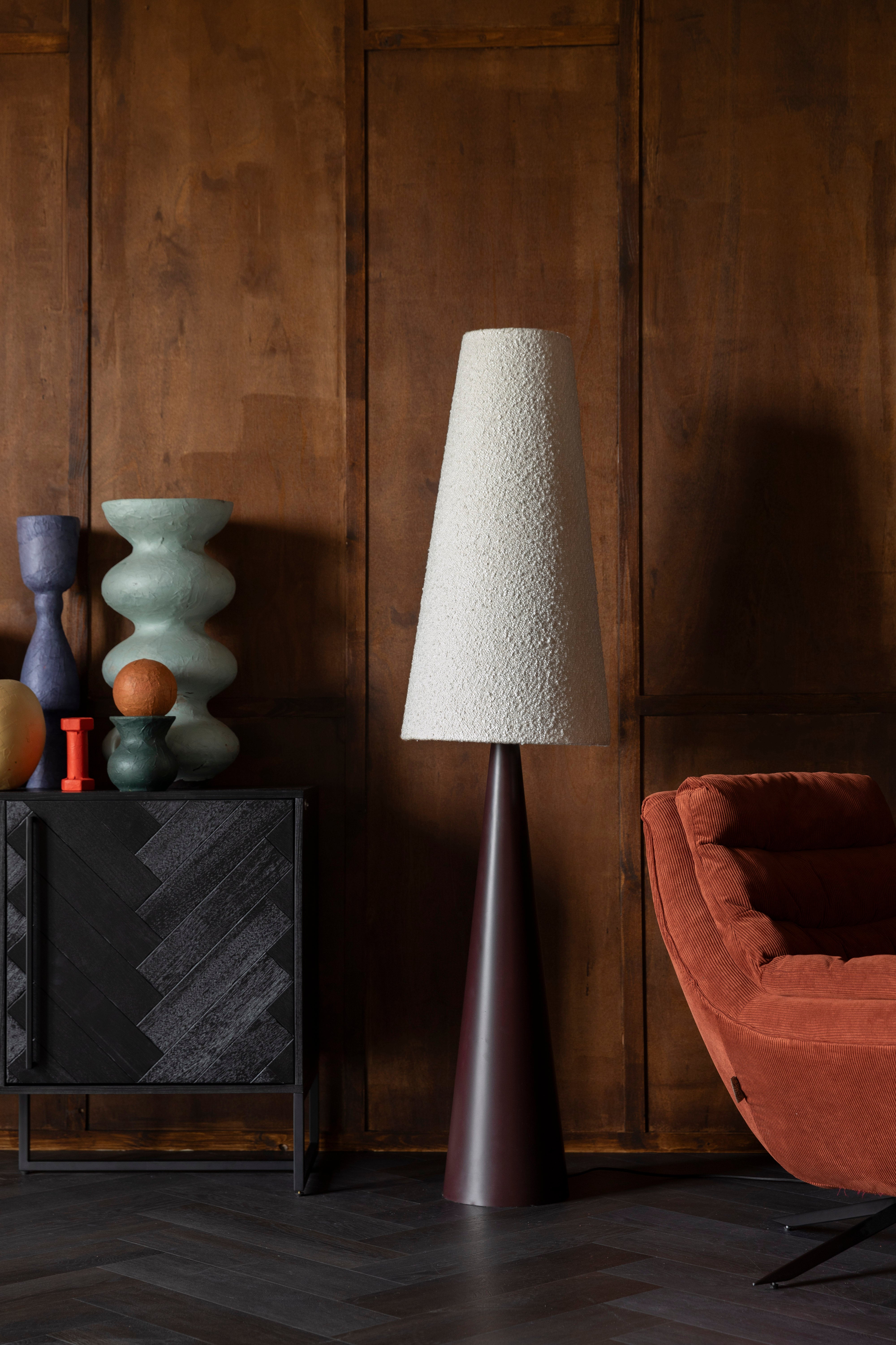 Dutchbone Miki White Boucle & Black Floor Lamp
